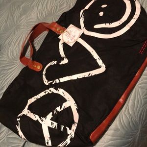 Peace love world large tote